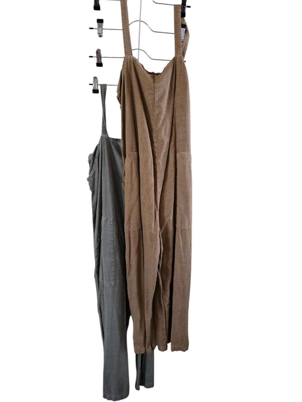 Universal Thread Linen-Blend Relaxed Overalls in Olive and Taupe - Picture 2 of 11